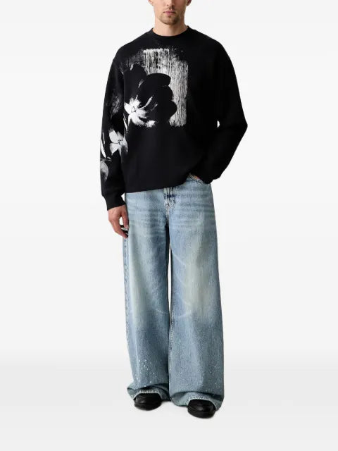Armani Exchange floral-print crew-neck sweatshirt