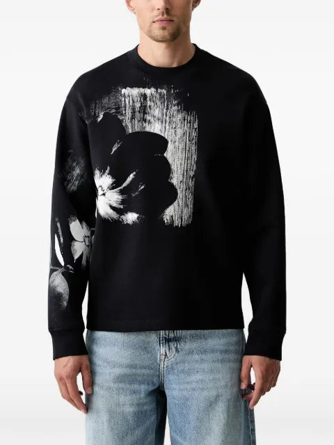 Armani Exchange floral-print crew-neck sweatshirt