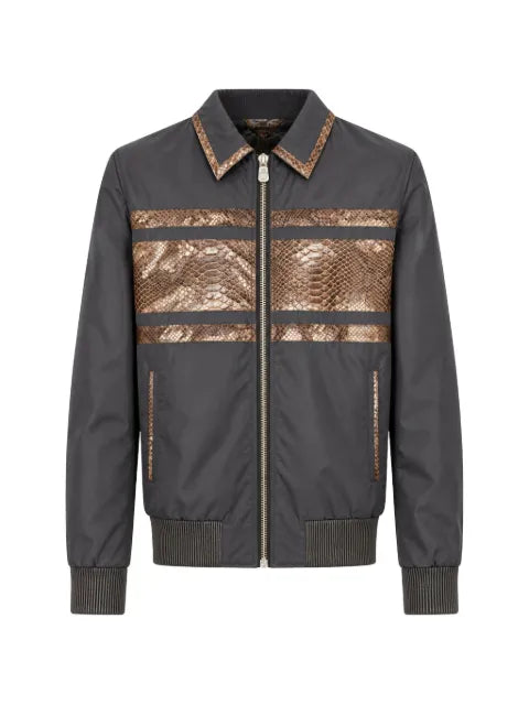 Billionaire python-panelled shirt-collar jacket