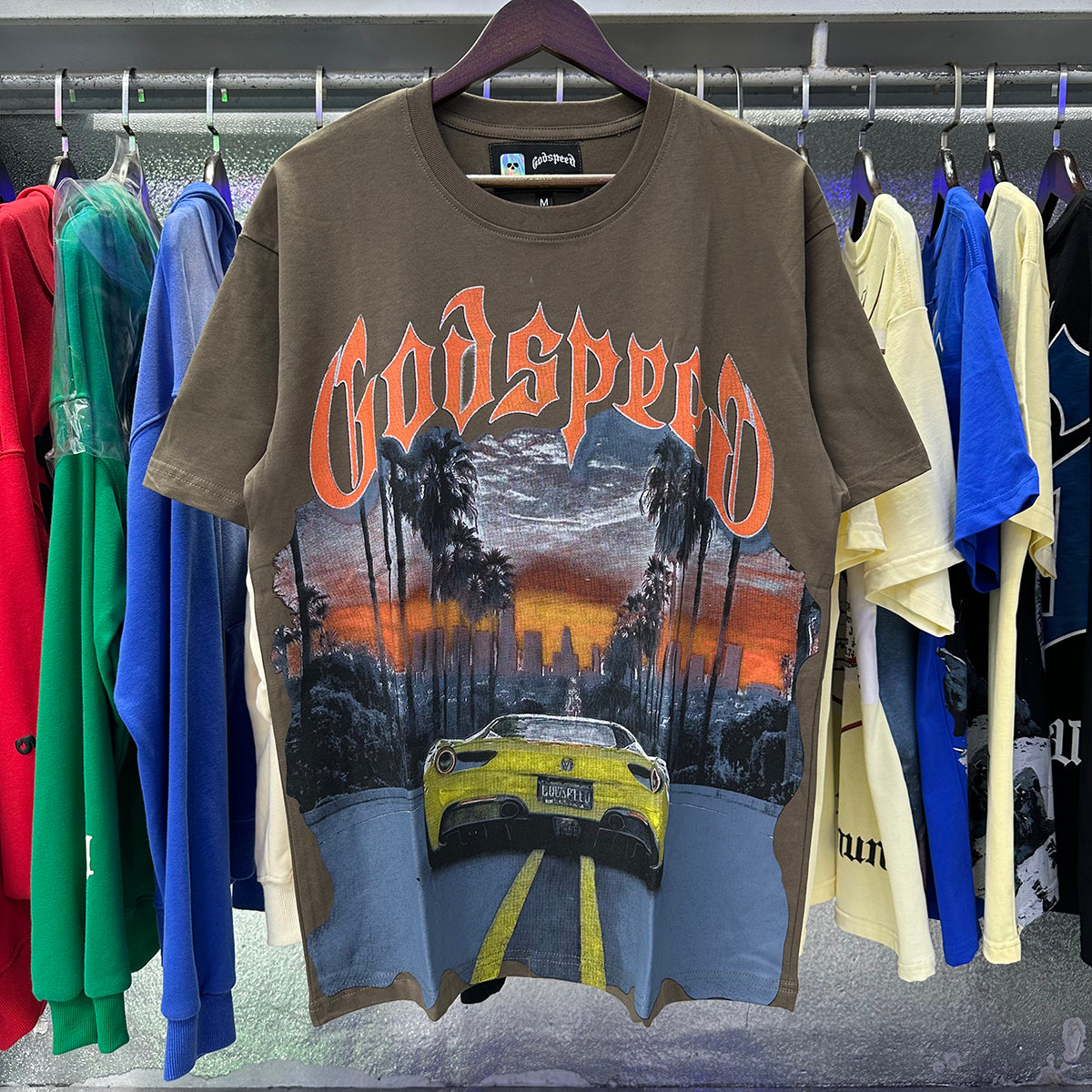 Godspeed T-shirts Road Supercar Printed Cotton Casual Short Sleeve Men and Women