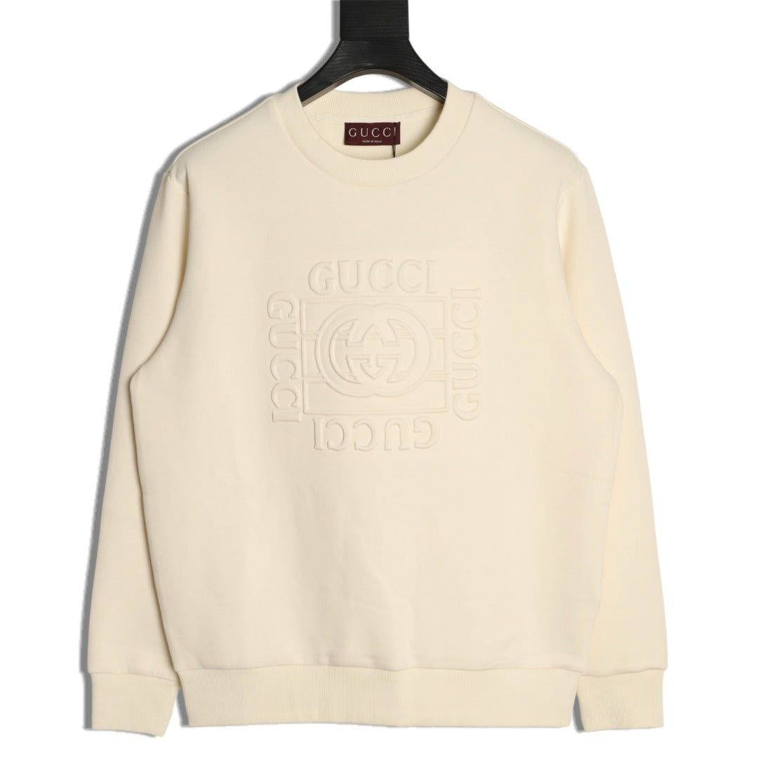 Gucci Interlocking G and Lettering Crewneck Sweatshirt - Cream