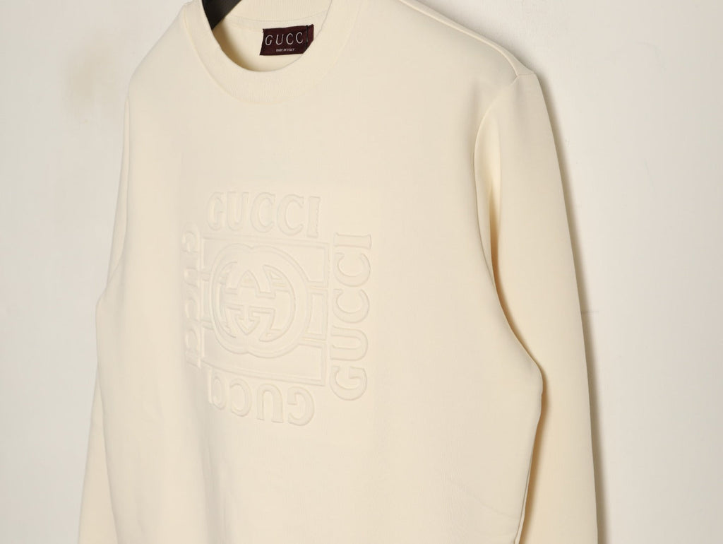 Gucci Interlocking G and Lettering Crewneck Sweatshirt - Cream